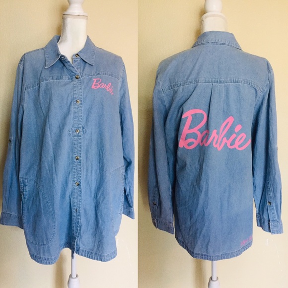 Barbie Tops - Barbie light Blue Chambray Button Down Shirt